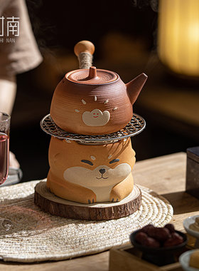 围炉煮茶炭炉套装烧烤火炉粗陶烧水取暖炭火围炉烤茶家用打边炉