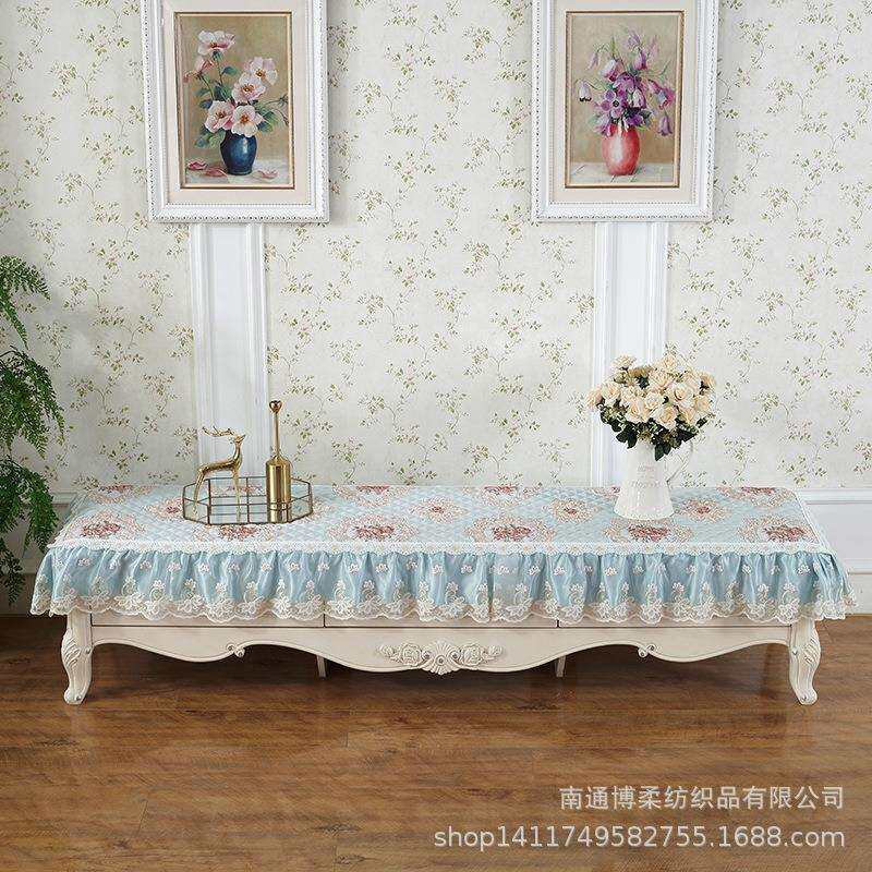 电视柜桌布欧式布艺蕾丝盖布茶几长方形现代简约家用客厅防尘罩套