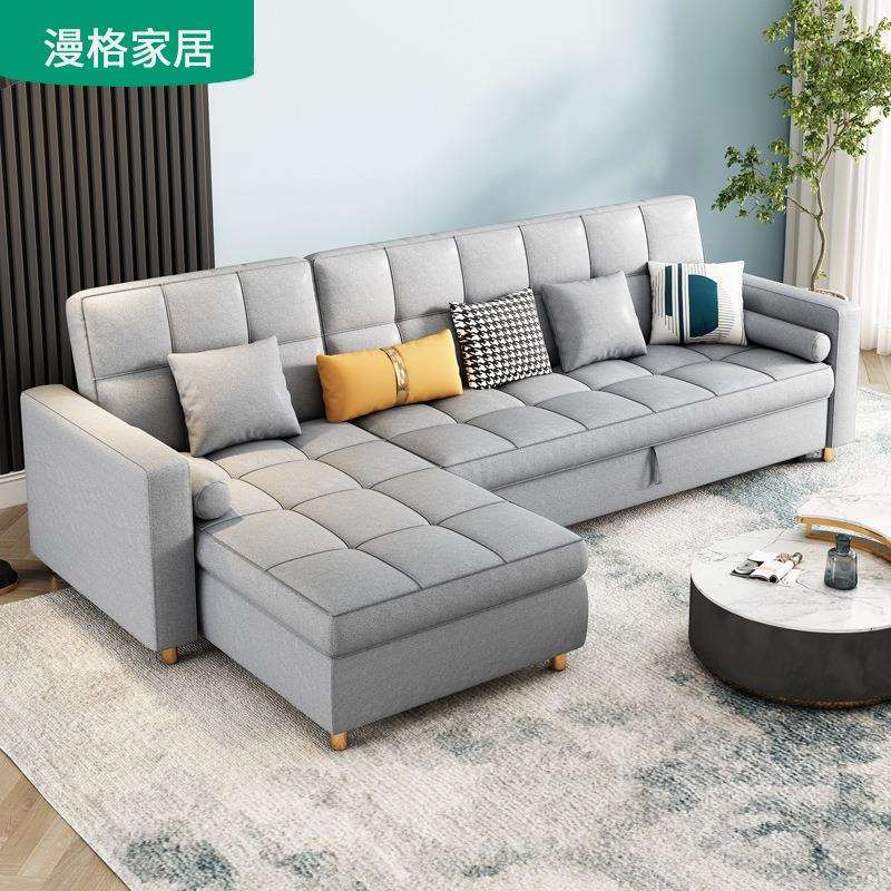 DY1905现代转角沙发床科技布折叠两用小户型客厅带贵妃多功能可收