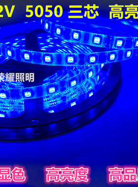 12彩超亮蓝色灯带5050暖白滴胶防水RGB七VK绿蓝灯条酒吧红TV装饰