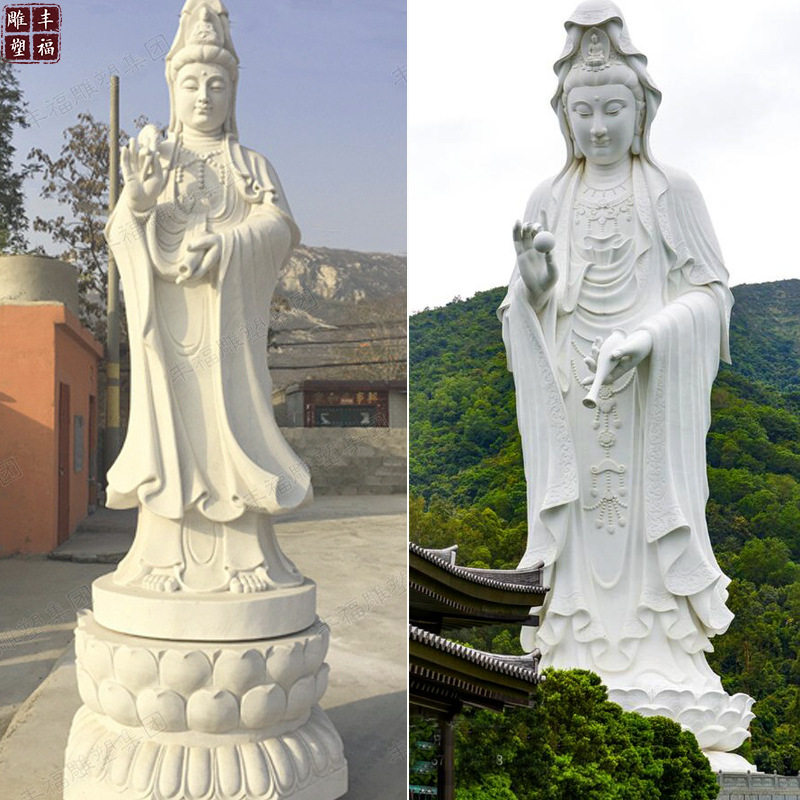 汉白玉石雕滴水观音佛像雕塑定制石材观音像菩萨大理石雕像摆件
