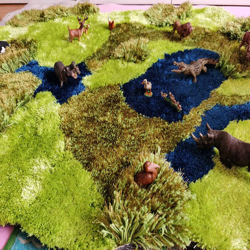 绿色森意创林草地草坪地毯潮流客厅儿童房苔藓橱窗展台草地艺术毯