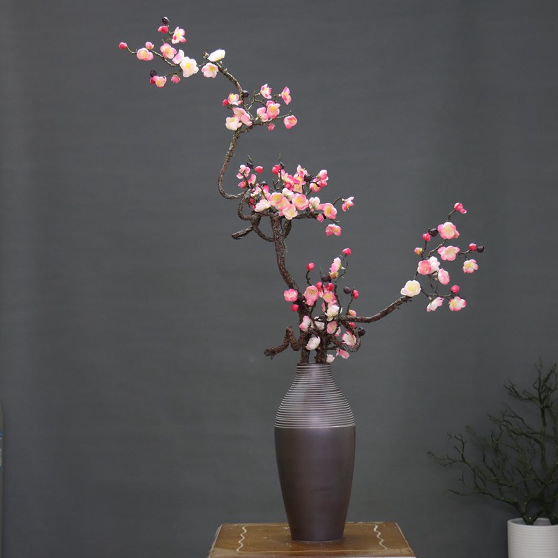 新中复件古陶瓷花瓶仿真梅花干枝腊梅假花摆式酒店家居装饰促销