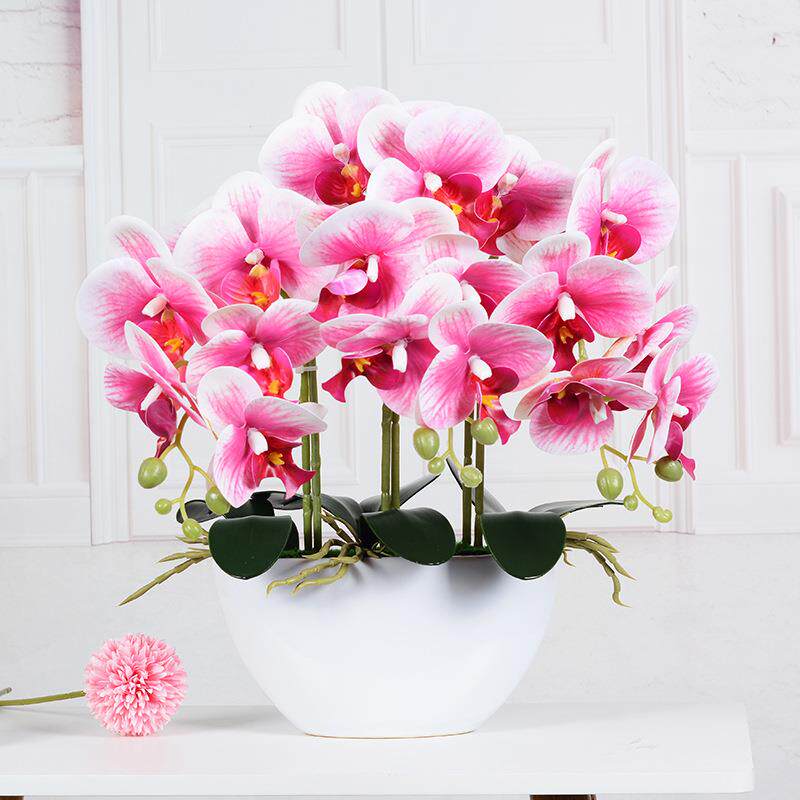 工厂直销蝴蝶兰仿真花摆件客厅手感兰花假花桌面花艺餐桌花娟花