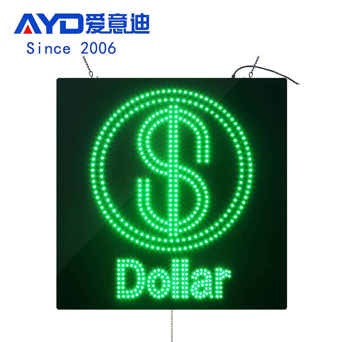 跨境LED广告牌 银行发光字标识壁挂式灯牌 LED Dollar SIGN 60x60