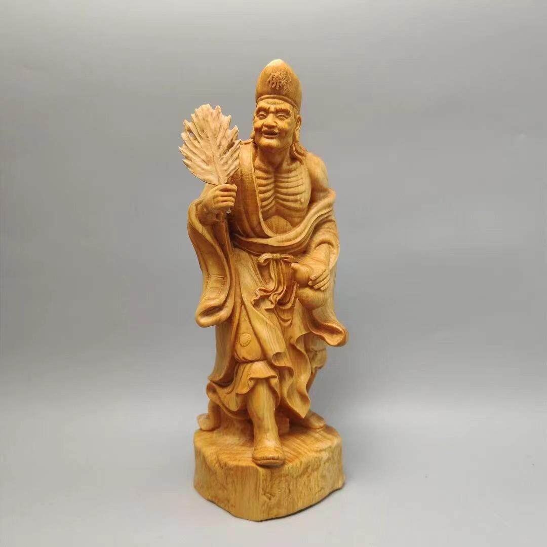 崖柏济公木质摆件 崖柏小摆件 人物造型工艺品济公雕件