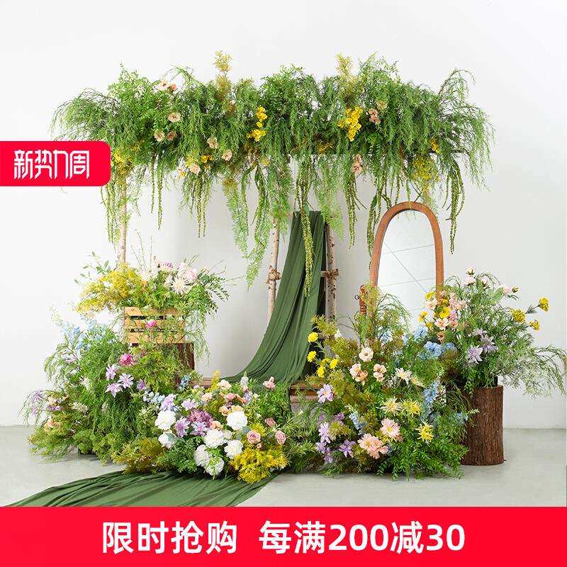 植物婚礼花艺布置迎宾区拍照区仿真绿植摆件软装门头装饰垂吊花草