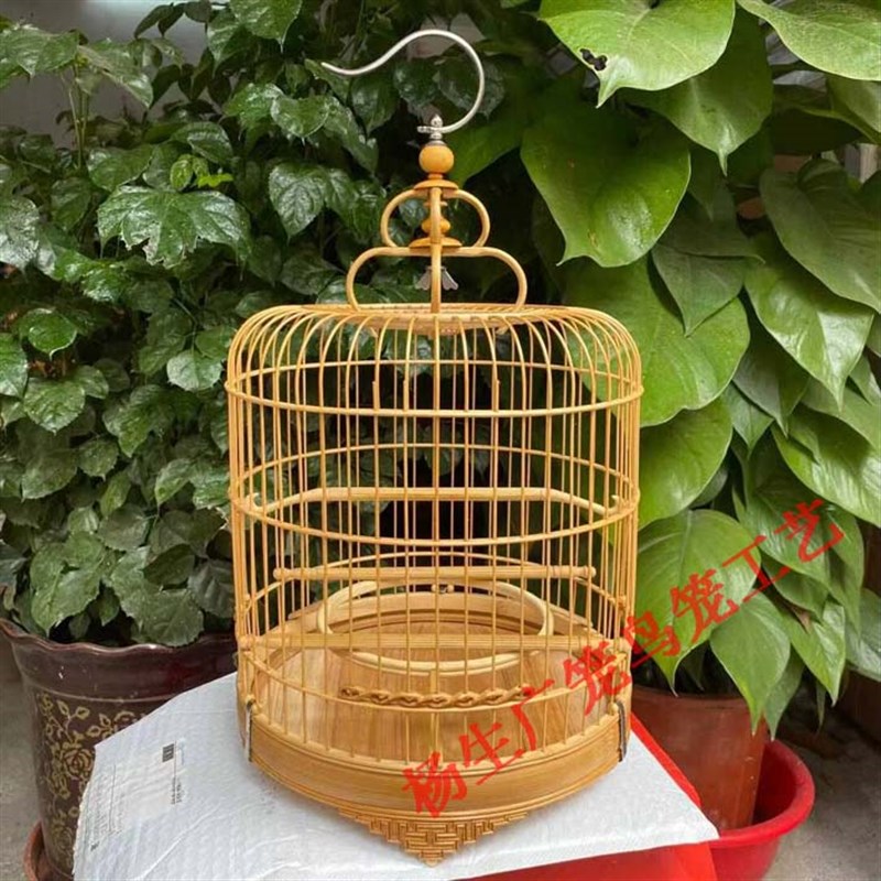 广笼竹笼绣眼小鸟笼子老竹万字脚鸟笼金青鸟笼原竹料方式清远笼