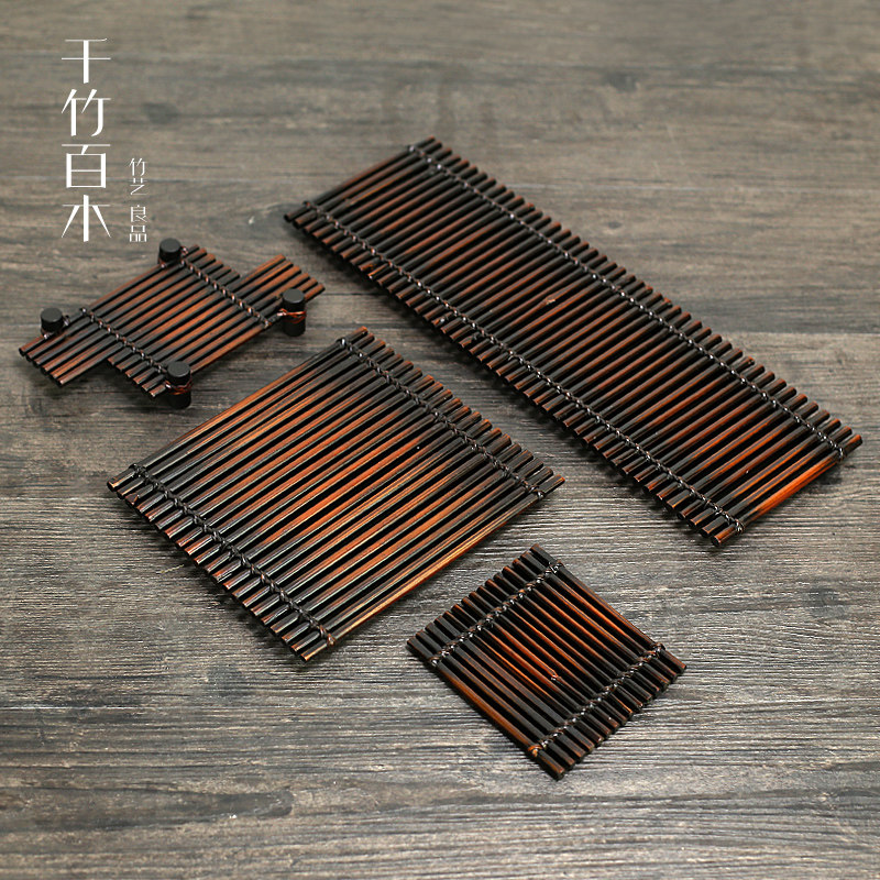 仿古竹排杯垫泡茶台竹垫子功夫茶盘中式做旧茶壶垫干泡台茶席茶道