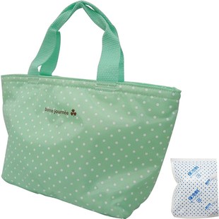 绿色圆点饭盒袋 饭盒包 保冷便当包带冰袋 防水轻便饭盒兜