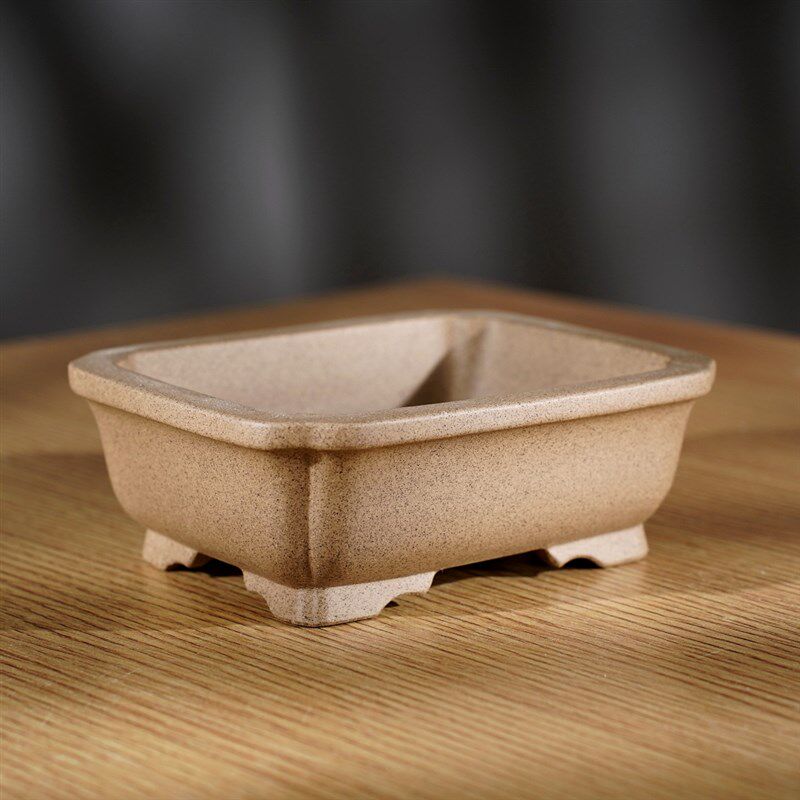 新款宜兴原矿名家精品唯珍白段泥微型小号矮浅长方盆景老桩紫砂盆