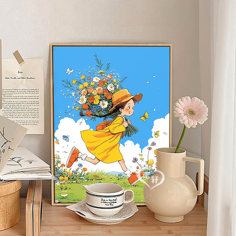 捧花女孩diy数字油画手工填充涂色油彩画 治愈解压画画手绘装饰画,家居饰品,DIY/数字油画,淘宝优惠券,粉丝福利购,淘宝优惠卷