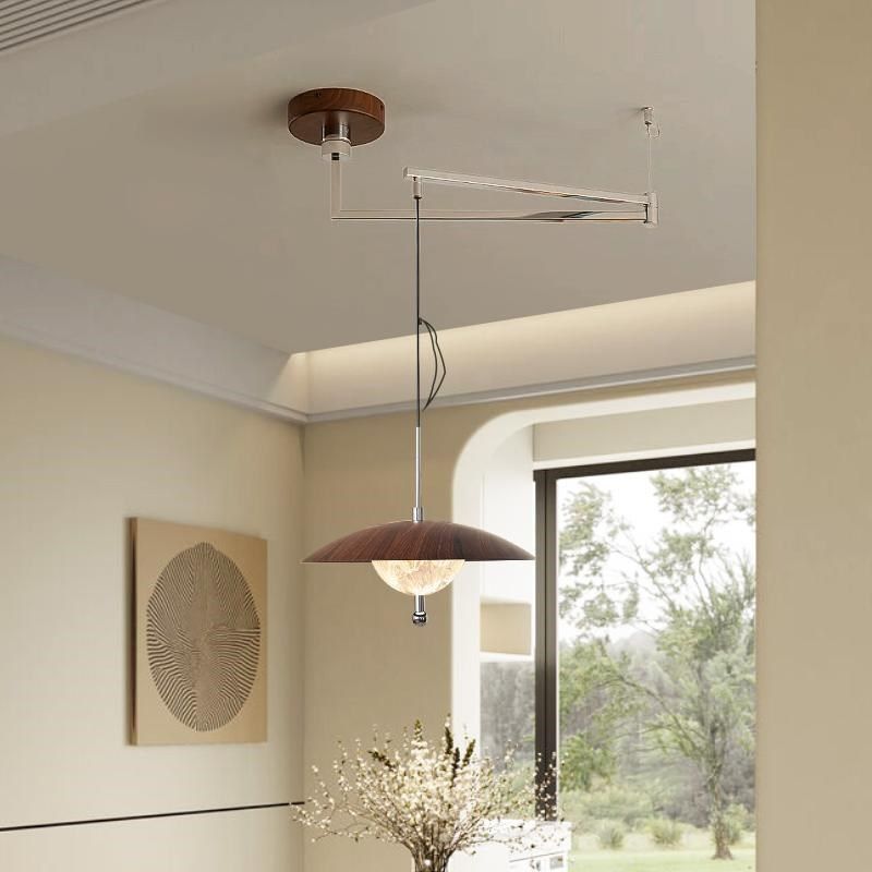 冰山丘摇臂灯中古胡桃木纹色餐厅吊灯智能触摸餐桌吧台吊线灯新款,家装灯饰光源,餐厅吊灯,淘宝优惠券,粉丝福利购,淘宝优惠卷