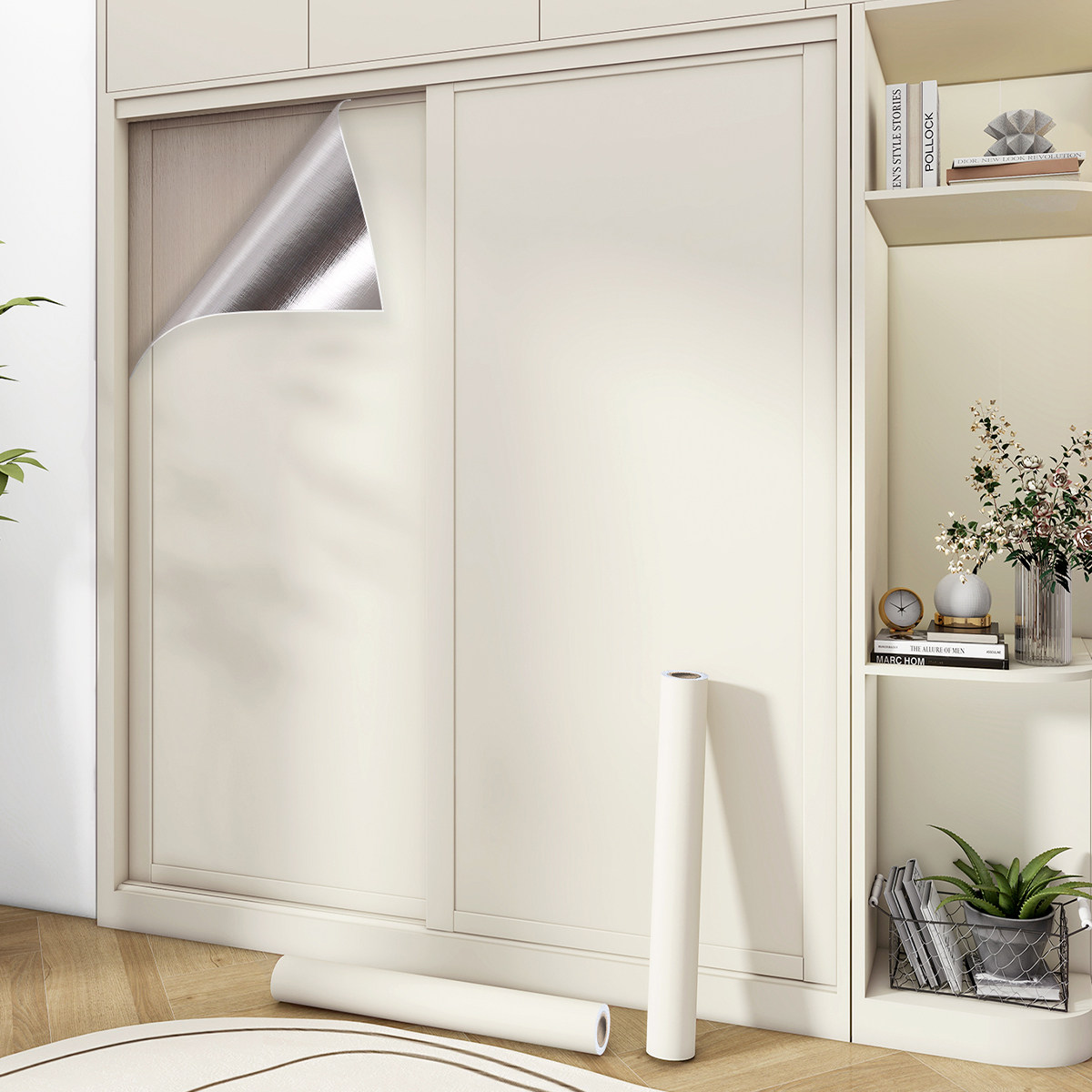 衣柜推拉门贴纸移门柜门改色贴膜改造桌面柜子家具翻新自粘肤感膜,家居饰品,软装墙贴,淘宝优惠券,粉丝福利购,淘宝优惠卷