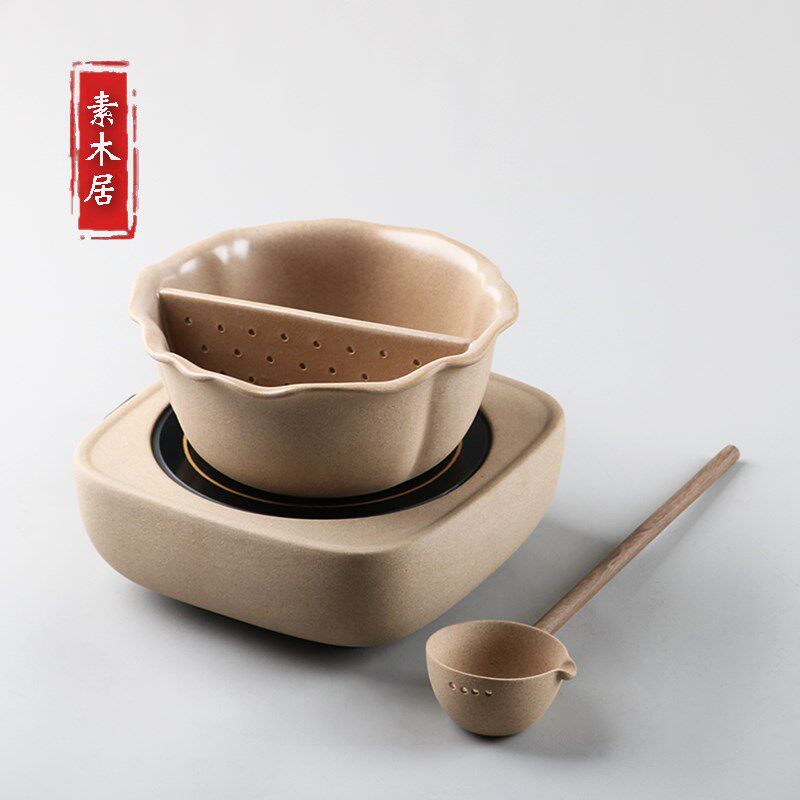 繁花煮茶器麦饭石煮茶碗电陶炉家用陶瓷煮茶壶陶壶白茶温茶煮泡锅