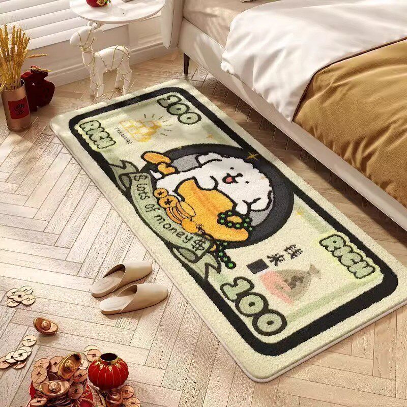 线条小狗仿羊绒地毯卧室客厅少女卡通房间床边毯创意可爱地垫