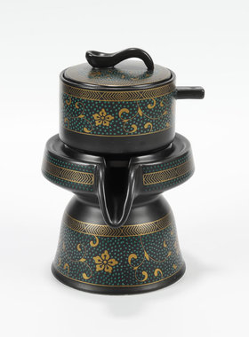 懒人石磨功夫茶具套装陶瓷家用半自动堆花复古旋转泡茶器茶壶茶杯