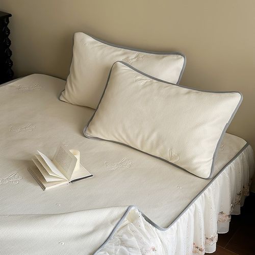 法式蕾丝花边床裙款凉席三件套夏季凉感冰丝席可机洗空调席软席子