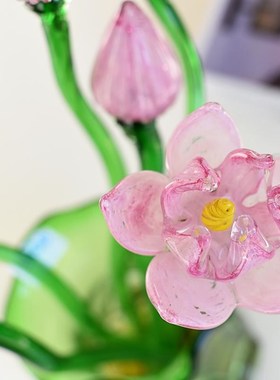 手工制作琉璃花荷花荷叶莲蓬和和美美玻璃工艺品家居装饰礼品摆件