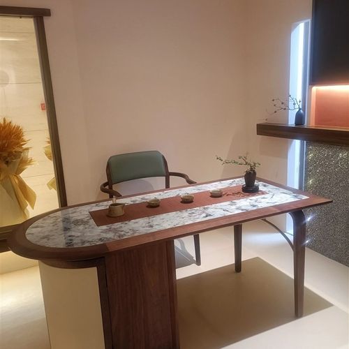 北美黑胡桃木小型茶桌茶台阳台移动迷你休闲现代家用岩板实木茶几