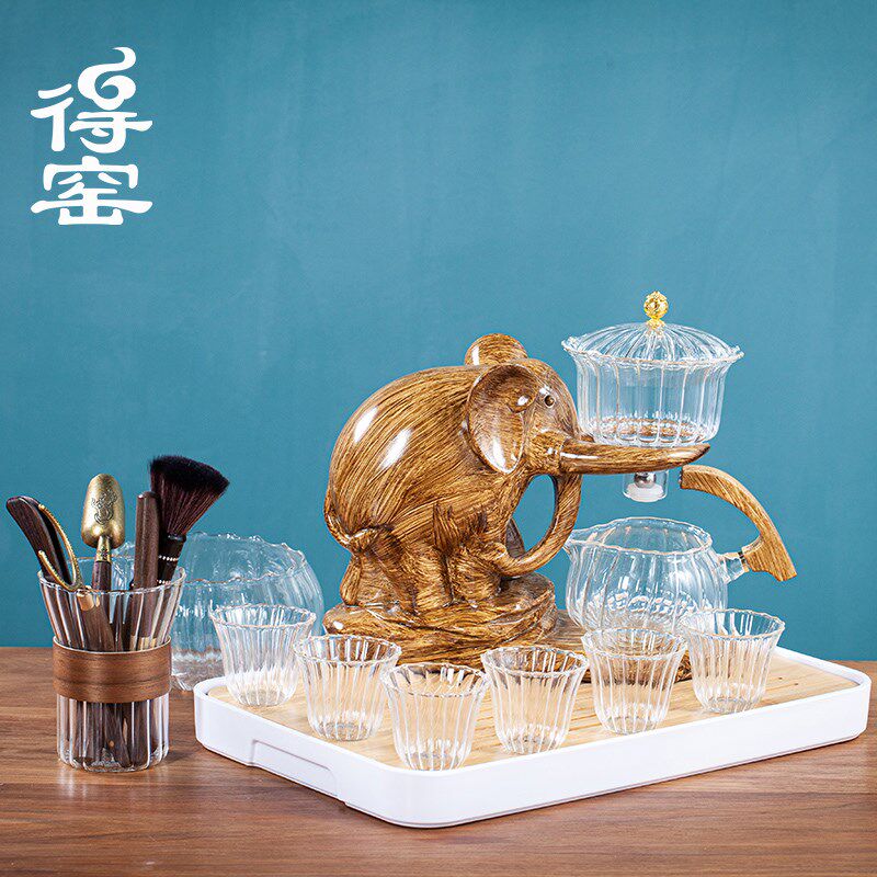 得窑吉象懒人玻璃泡茶器功夫茶道全半自动茶具套装办公室会客摆件