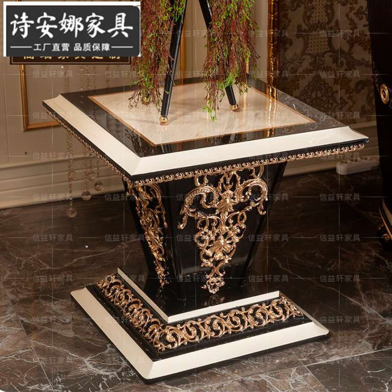 亚历山大法式意大利圆餐桌高端餐台餐椅天然贝壳拼花奢华别墅餐桌