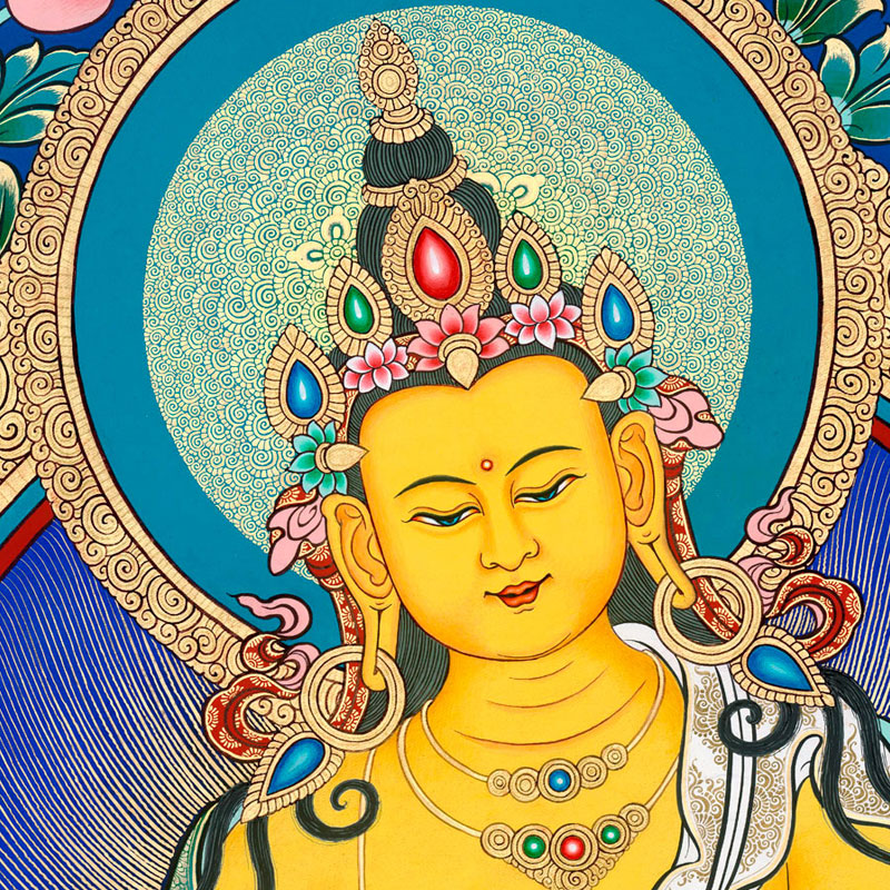 地藏王菩萨唐卡西藏热贡手绘复制版画客厅玄关定制装饰挂画艺术