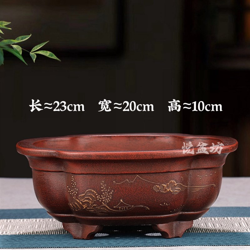 精品铁画轩紫砂花盆仿古多肉盆景盆陶瓷多肉云竹菖蒲金弹子黄杨盆
