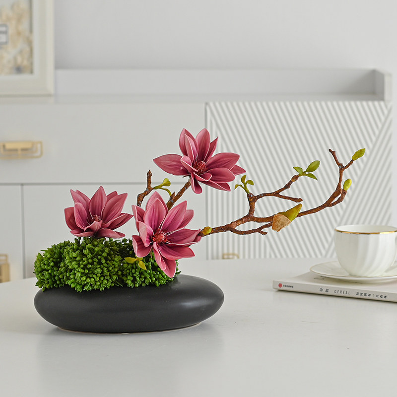 圆形酒店餐桌中间摆花饭厅圆桌桌花宴会装饰花艺会议室桌面摆件花