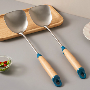 差不多先生锅铲家用304不锈钢炒菜铲子老式木柄把锅铲子厨具套装