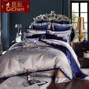 欧式 床上用品样板房间床品套件高档贡缎提花被套四六八十件套 软装