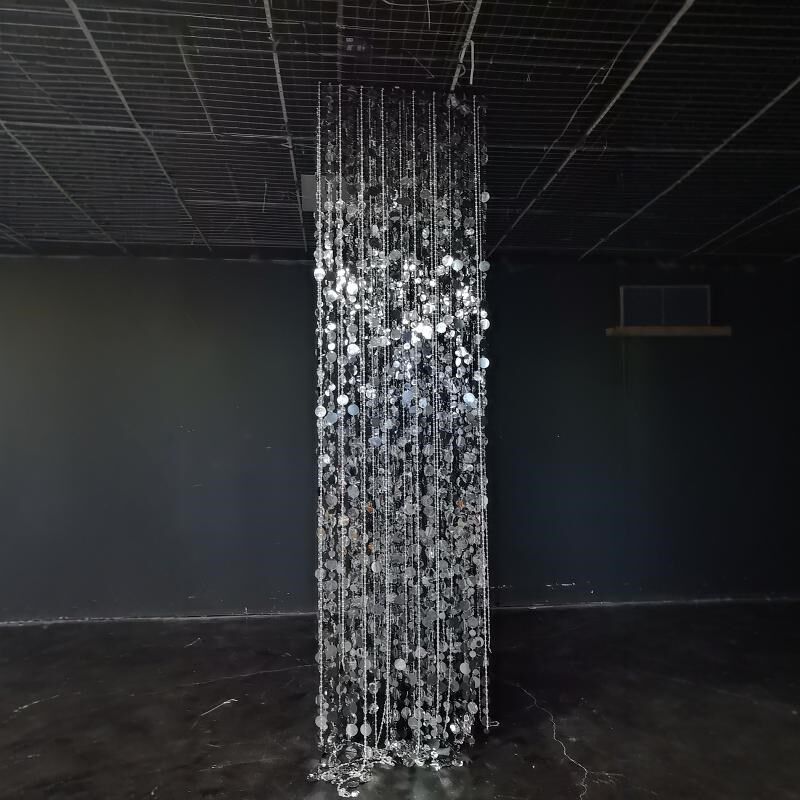 新款婚礼堂金景色成品亮饰吊件婚礼酒店背银亮片圆片串道具装片帘