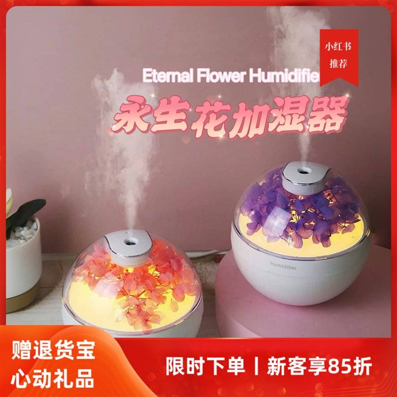 永生花香薰加湿器小型学生礼品插电便携办公室桌面加湿器车载补水图片