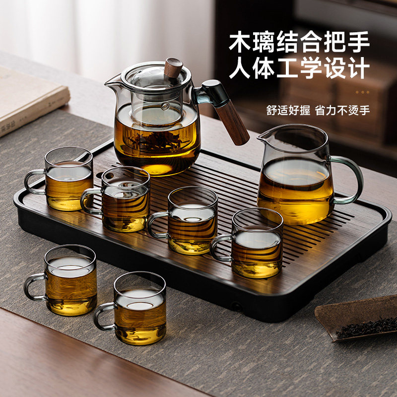 玻璃茶具套装2024新款茶壶泡茶家用办公室会客喝茶杯功夫茶台高档