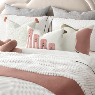 高端展厅小清新可爱儿童房床品粉色女孩房样板间床上用品多件套