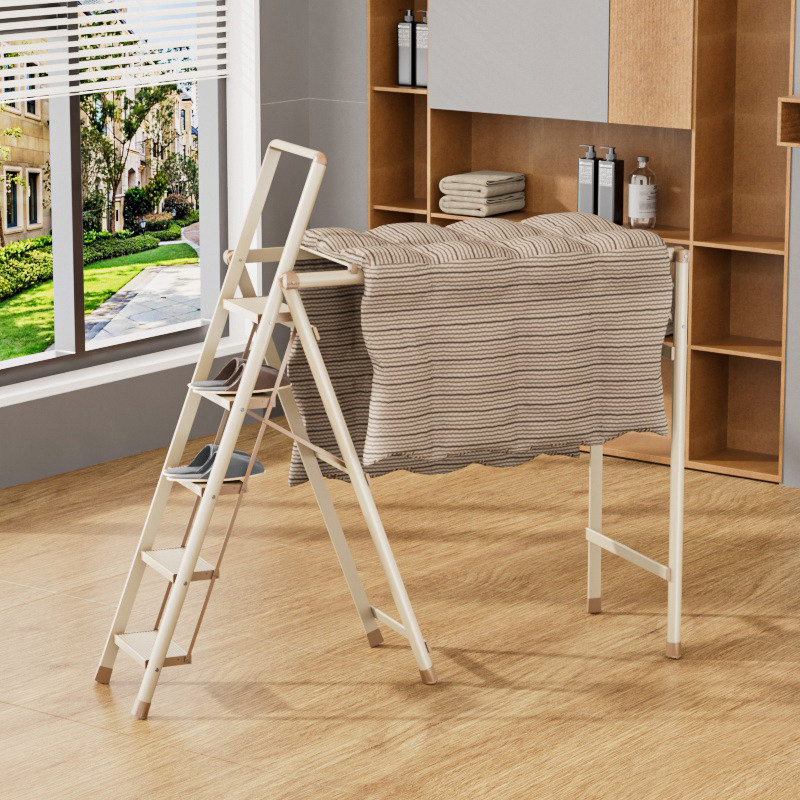 梯子家用折叠晾衣架两用室内多功能伸缩人字梯加厚铝合金踏板梯