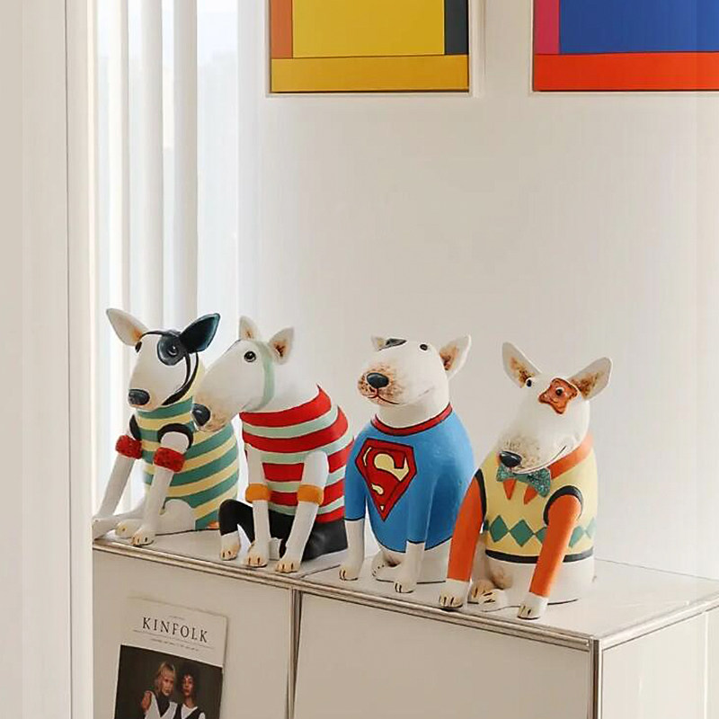 牛头梗卡通动物狗家居客厅电视柜玄关软装饰品孟菲斯艺术搞怪摆件,家居饰品,桌面摆件,淘宝优惠券,粉丝福利购,淘宝优惠卷