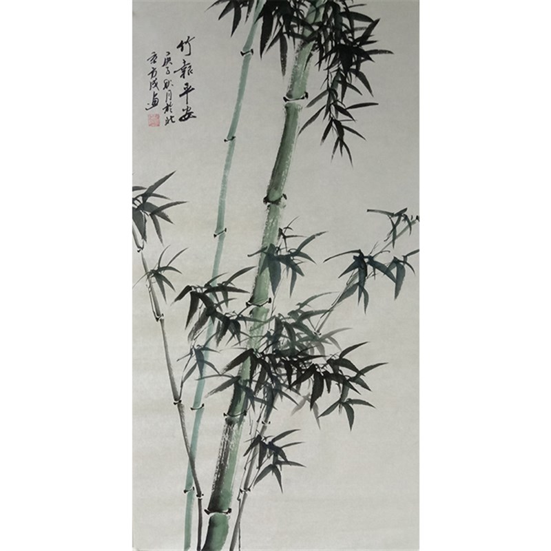 纯手绘国画三尺竖幅竹子玄关挂画