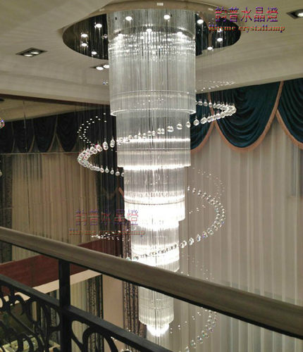 复式楼主吊灯客厅水晶大吊灯酒店工程灯梅花管楼梯吊线水晶灯三色