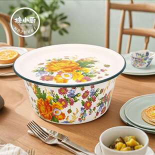 搪小厨老式传统猪油钵子搪瓷密封带盖收纳咸菜干货怀旧经典盆厨房