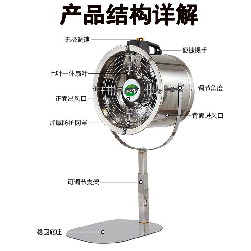大吸力抽油房机厨烟排烟管道抽风机强力排气扇地摊烧烤抽机烟高速