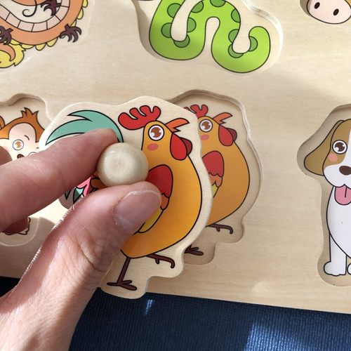 儿童手抓板木质早教玩具1-2-3岁男女孩益智拼图宝宝拼板启蒙认知