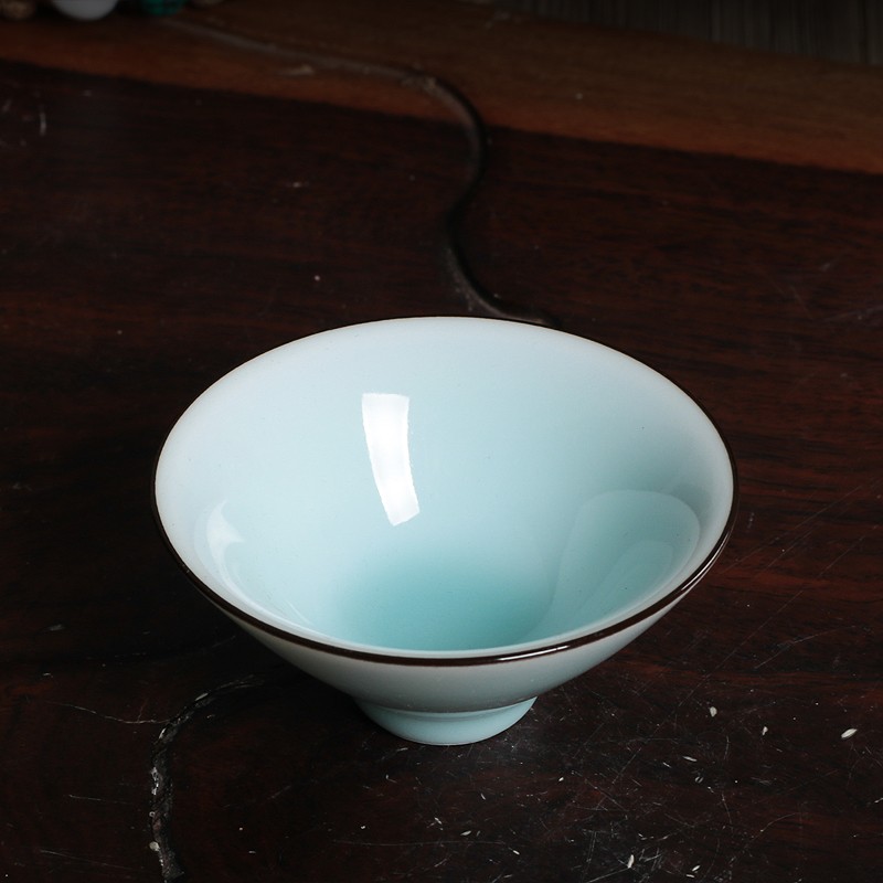 龙泉青瓷斗笠杯单杯手工陶瓷品茗杯子功夫茶具茶碗单个茶盏家用