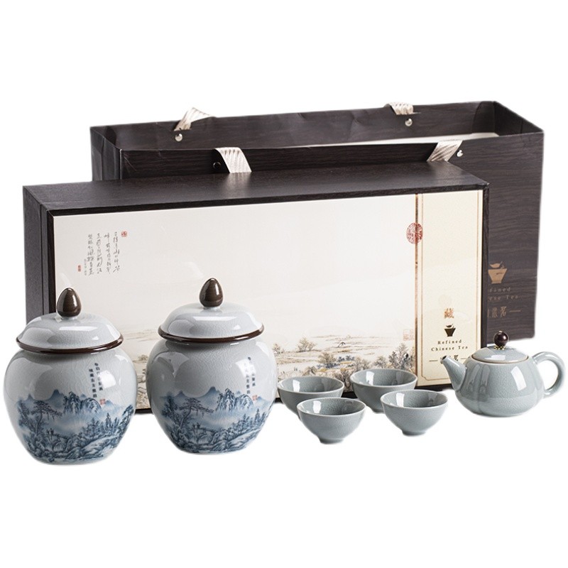 创意茶叶礼盒包装空盒绿茶白茶红茶茶具组合礼品盒通用半斤装定制