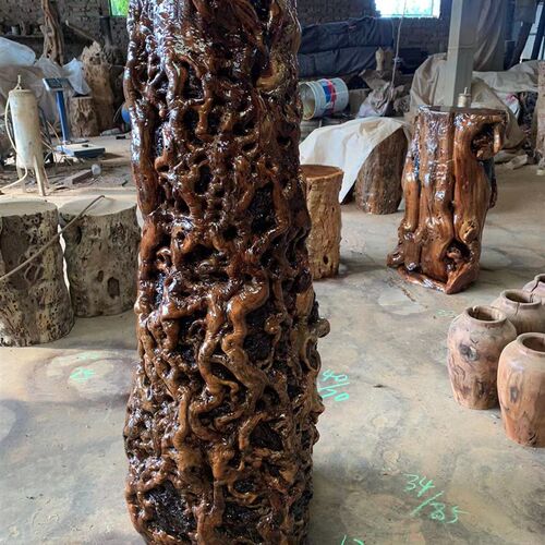 根雕枣木墩子原木树桩树墩树根茶几凳子实木圆墩坐凳花架摆件底座