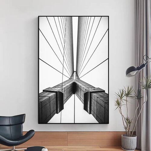 空间延伸玄关装饰画客厅黑白抽象办公室样板房间宾馆酒店墙壁挂画