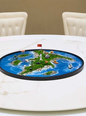 大圆桌中间转盘摆花餐桌转盘中间装饰包厢圆桌景观桌面摆花装饰