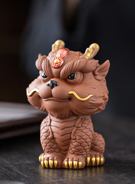 紫砂招财貔貅摆件一对家用客厅博古架办公室茶桌面茶宠装饰工艺礼