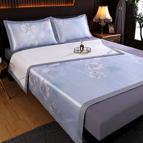 高档牛奶丝冰藤席冰丝凉席机洗水洗夏季折叠三件套可机洗双人软席