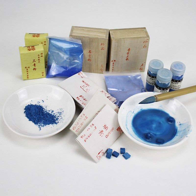 石青色石绿青金石粉专业水墨画青绿山水工笔画专用矿物质国画颜料